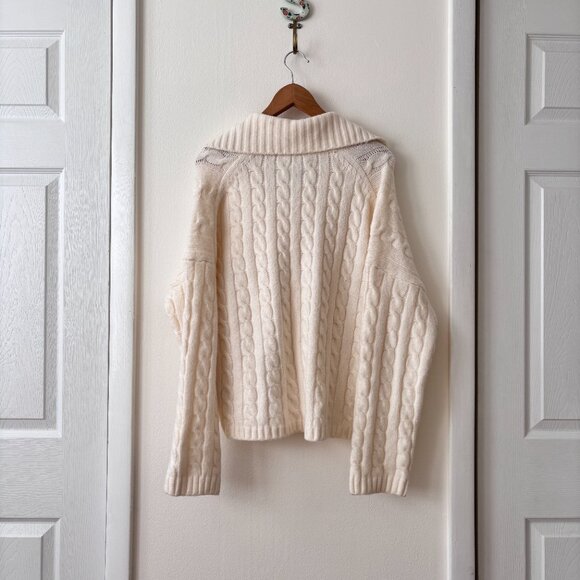 Abercrombie & Fitch Cable Knit Notch Neck Wool Blend Sweater - Picture 8 of 9